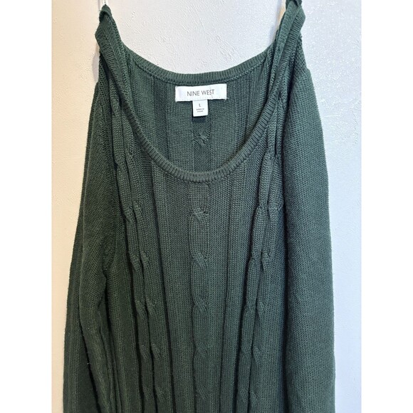 Nine West L Cable Knit Crew Neck Fit & Flare Cable Knit Sweater Dress Christmas - Picture 12 of 15